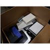 Image 4 : BOX OF CANDLE HOLDERS, CHRISTMAS PLATES AND BOX OF MODEMS