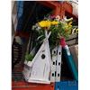 Image 3 : WHITE SHELF, STICK CANDLE HOLDER AND FLORAL DISPLAY