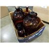 Image 2 : AMBER AND GREEN GLASS WHISKEY JUGS