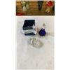 Image 1 : CRYSTAL PENDENT DECORATION, LIDDED HEART DISH AND PERFUME BOTTLE
