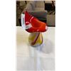 Image 1 : ART GLASS VASE 8 IN TALL WHITE W/ RED GLAZE