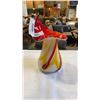 Image 2 : ART GLASS VASE 8 IN TALL WHITE W/ RED GLAZE