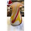 Image 3 : ART GLASS VASE 8 IN TALL WHITE W/ RED GLAZE