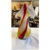 Image 4 : ART GLASS VASE 8 IN TALL WHITE W/ RED GLAZE