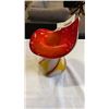 Image 6 : ART GLASS VASE 8 IN TALL WHITE W/ RED GLAZE