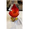Image 7 : ART GLASS VASE 8 IN TALL WHITE W/ RED GLAZE