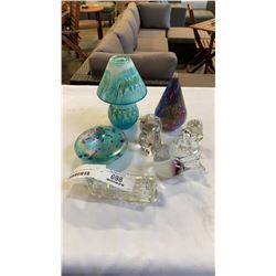 ART GLASS FIGURES AND ART GLASS TEALIGHT LAMP AND ART GLASS OIL LAMPS