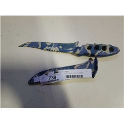 CAMO FIXED BLADE KNIFE IN SHEATH