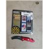 Image 1 : THROWING DART SET AND FOLDING WARTECH FIRE FIGHTERS KNIFE