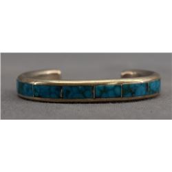 NATIVE AMERICAN ZUNI SILVER BRACELET BY LAWRENCE LORETTO