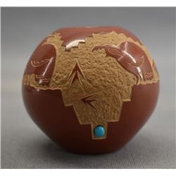 NATIVE AMERICAN SANTA CLARA POTTERY BOWL BY GOLDEN ROD