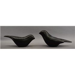 TWO NATIVE AMERICAN LAGUNA POTTERY BIRDS BY CORN SILK