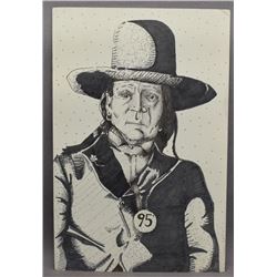 NATIVE AMERICAN NEZ PERCE DRAWING BY FRANK BUFFALO HYDE