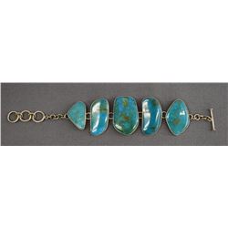 SOUTHWEST SILVER AND TURQUOISE BRACELET BY RICHARD LINDSEY