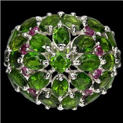 Natural Chrome Diopside & Rhodolite Garnet Ring