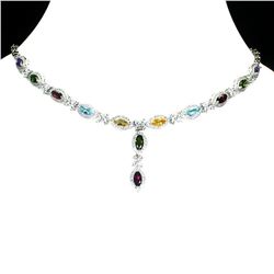 Natural  Rhodolite Garnet Amethyst Citrine Necklace