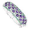 Image 1 : Natural Oval 5x4mm Purple Amethyst Green Emerald Bangle