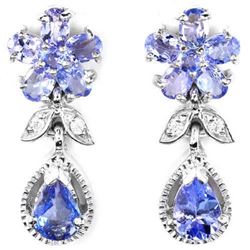 NATURAL PURPLE TANZANITE FLOWER EARRING