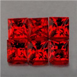 Natural AAA Princess Red Ruby 6 Pcs {Flawless-VVS}