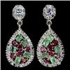 Image 1 : Natural Emerald Rhodolite Garnet Tanzanite Earrings