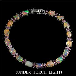 Natural White Opal & Rhodolite Garnet Bracelet