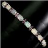Image 2 : Natural White Opal & Rhodolite Garnet Bracelet