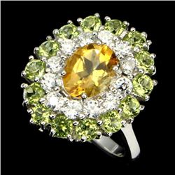 Natural Citrine Peridot 25 Carats Ring