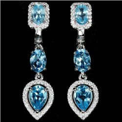 NATURAL  SWISS BLUE TOPAZ EARRINGS