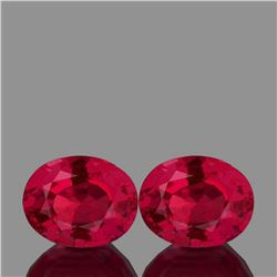 Natural Oval AAA Fire Red Mozambique Ruby Pair