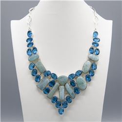 IMPRESSIVE 280 CT NATURAL LARIMAR NECKLACE