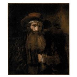 Original Painting An Old Man with a Hat By Rembrandt