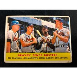 1958 Topps #351 Aaron/Mathews/Adcock/Crandall Braves Fence Busters Card