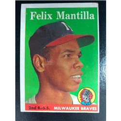 1958 Topps Set FELIX MANTILLA Low Edition #17 Milwaukee Braves Baseball Card