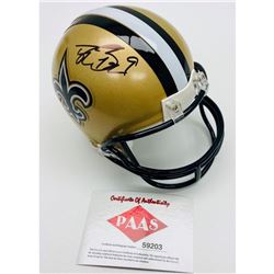 *AUTHENTIC* Drew Brees Autographed New Orleans Saints Riddell Mini Helmet With COA