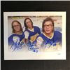 Image 1 : THE HANSON BROTHERS TRIPLE SIGNED 8 X 10 "SLAP SHOT" PHOTO (JSA COA)