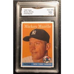 1958 TOPPS MICKEY MANTLE #150 Reprint (GMA GEM MINT 10)