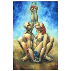 Yuroz, "Lover's Reach" Hand Signed Limited Edition Serigraph on Canvas with Certificate of Authentic