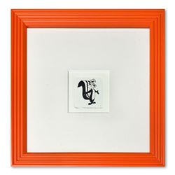 "Pepe le Pew" Framed Limited Edition Etching with Hand-Tinted Color and Numbered.