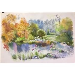 Zina Roitman- Original Watercolor "Lake in Autumn"