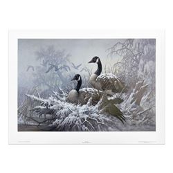 Larry Fanning (1938-2014), "April Snow - Canada Geese" Limited Edition Lithograph, Numbered and Hand