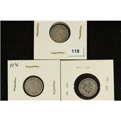 1919, 1931 & 1936 CANADA SILVER 10 CENTS