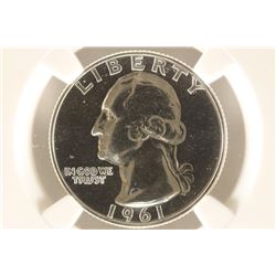 1961 WASHINGTON SILVER QUARTER NGC PF68