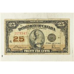 1923 DOMINION OF CANADA 25 CENT FRACTIONAL