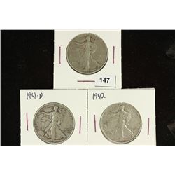 1940, 41-D & 1942 WALKING LIBERTY HALF DOLLARS