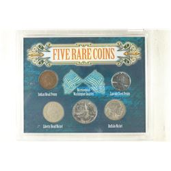 5 RARE COINS SET CONTAINS: INDIAN HEAD CENT,