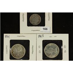CANADA 1952 SILVER 10 CENT, 1961 & 1963 SILVER 25
