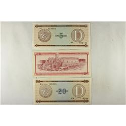 CUBA 5,10 & 20 PESOS FOREIGN EXCHANGE CERTIFICATES