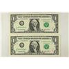 Image 1 : 2-2003-A $1 FRN'S LOW CONSECUTIVE SERIAL 'S UNC