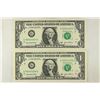 Image 1 : 2-2003-A $1 FRN'S LOW CONSECUTIVE SERIAL 'S UNC