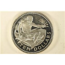 1973 BARBADOS $10 SILVER PROOF 1.1271 OZ. ASW